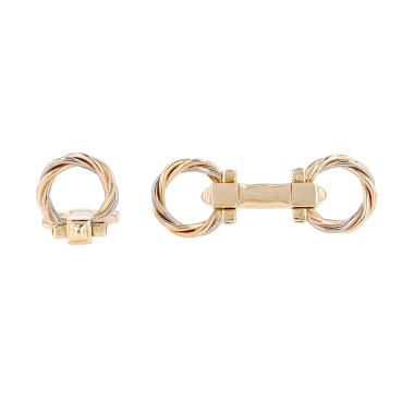 Par de gemelos articulado Cartier Trinity de oro amarillo, oro rosa y oro blanco