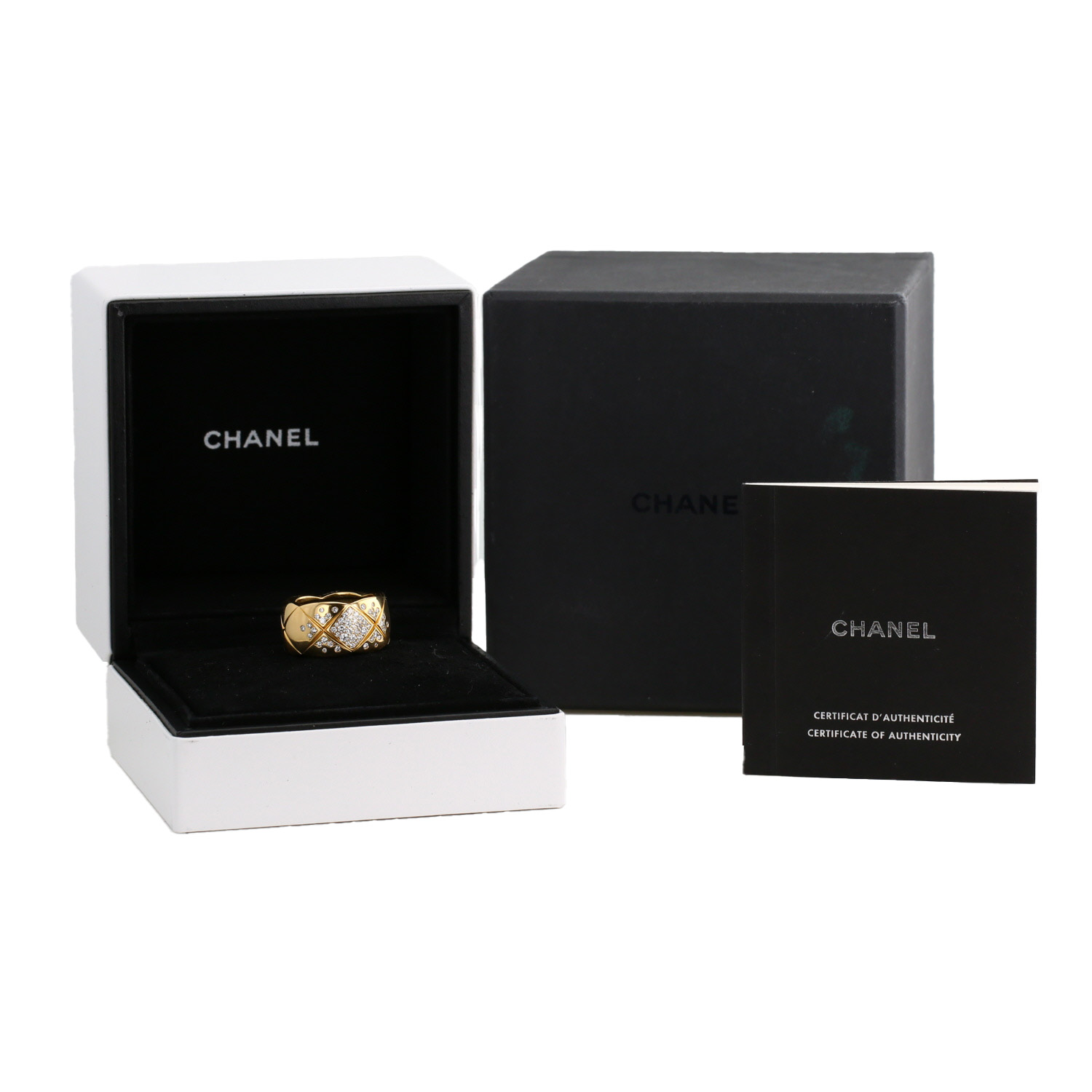 Bague Chanel Coco Crush grand modèle en or jaune et diamants - Detail D2