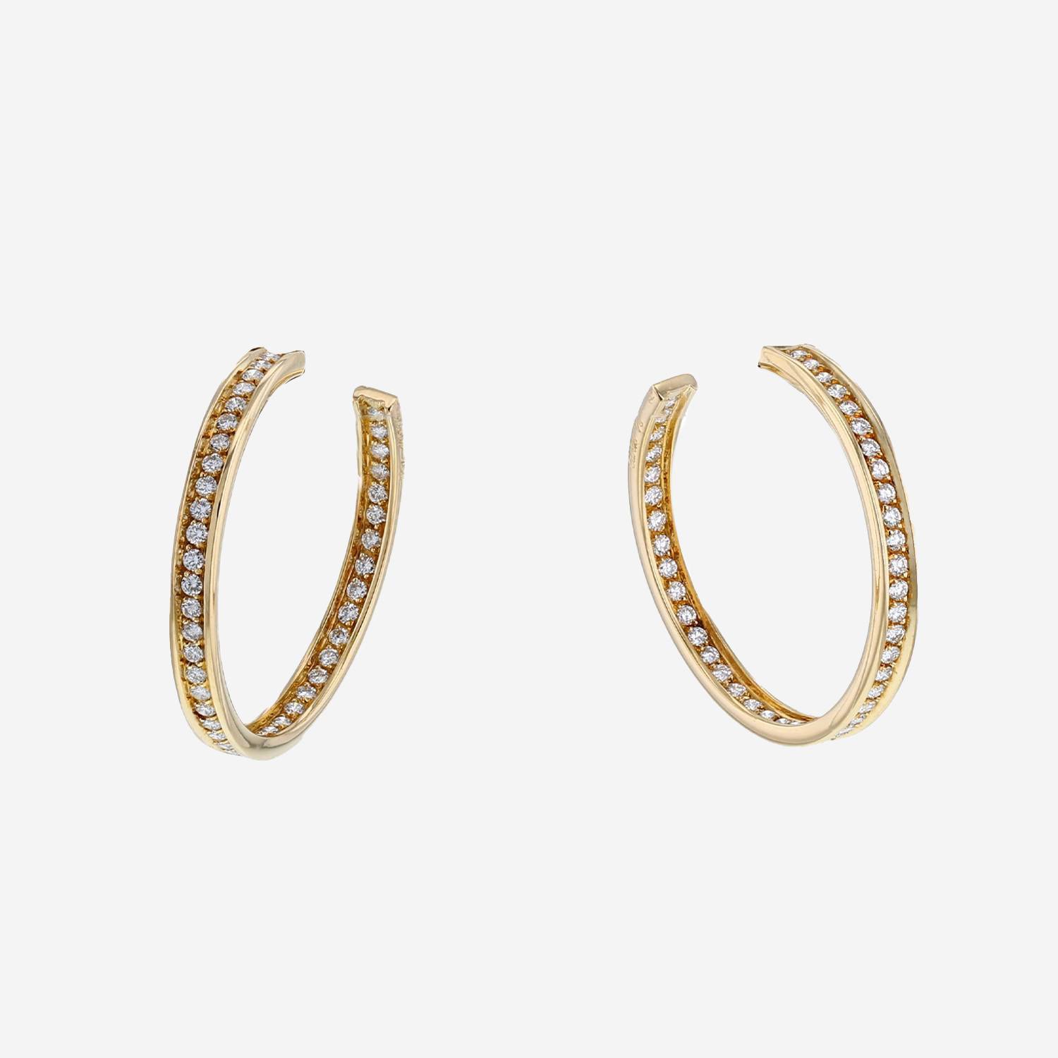 Cartier Trinity hoop earrings in yellow gold and diamonds