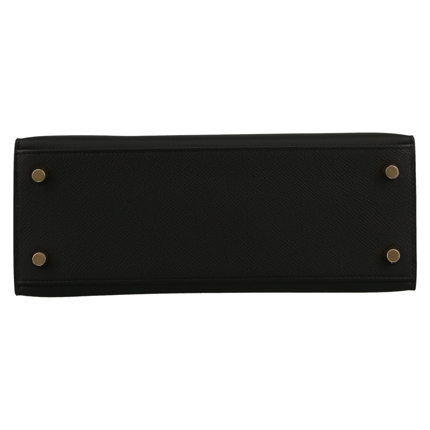 Bolso de mano Hermès  Kelly 25 cm en cuero epsom negro - Detail D1