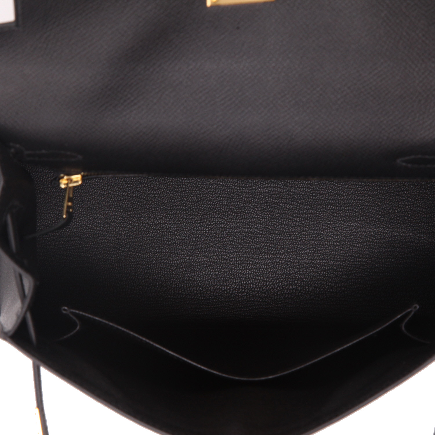 Bolso de mano Hermès  Kelly 25 cm en cuero epsom negro - Detail D4