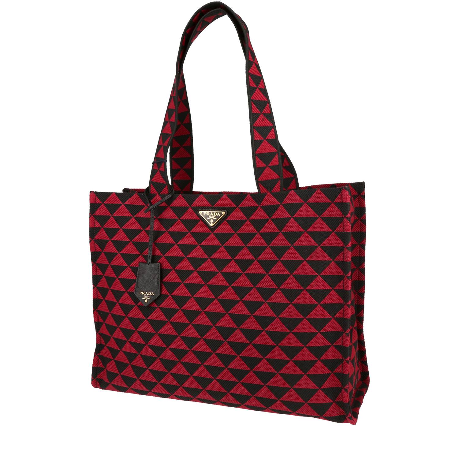 Prada Symbole shopping bag in red and black canvas