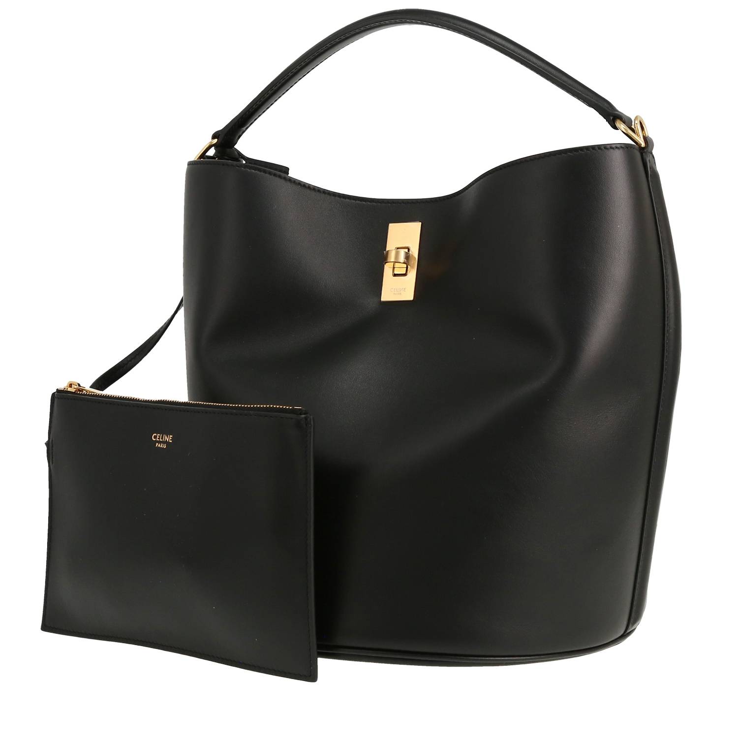 Seau 16 Handbag In Black Leather