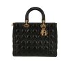 Dior  Lady Dior large model  handbag  in black leather cannage - 360 thumbnail