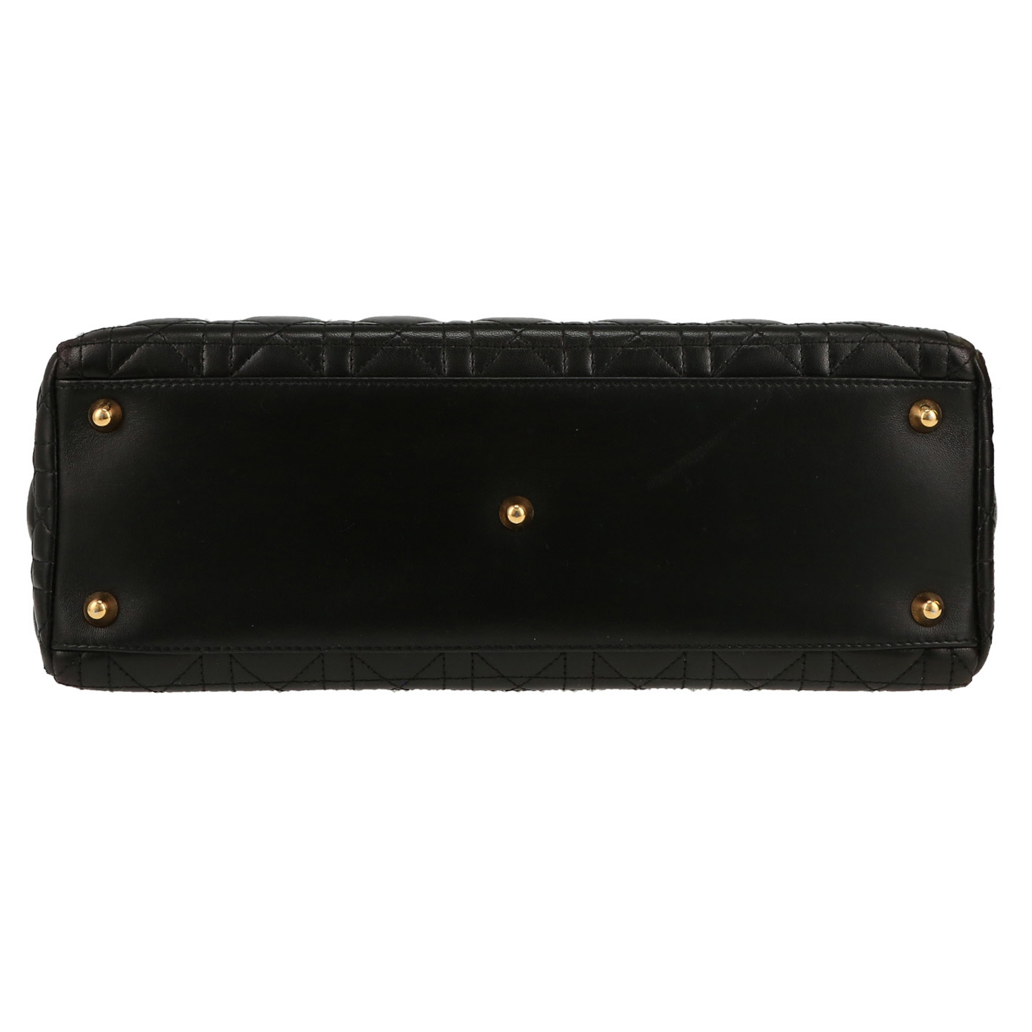 Sac à main Dior  Lady Dior grand modèle  en cuir cannage noir - Detail D1