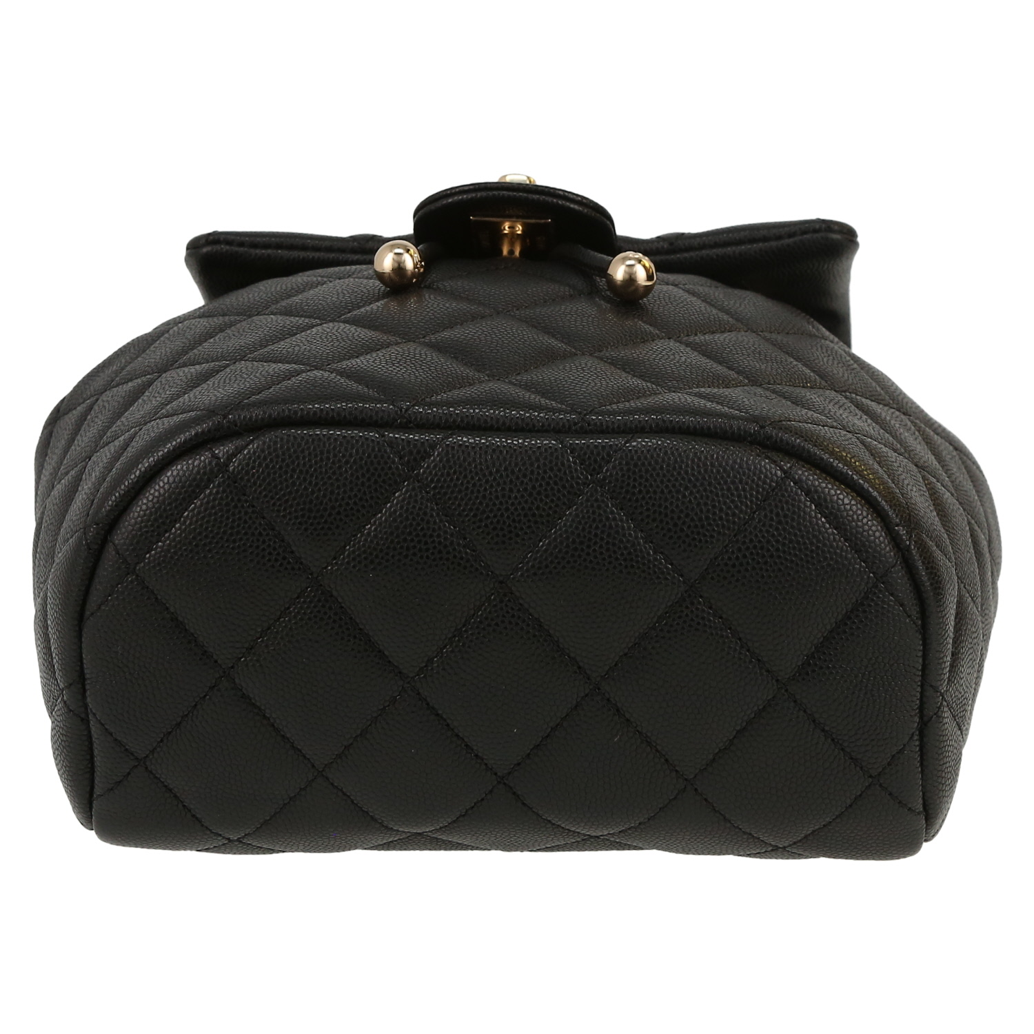 Chanel   backpack  in black quilted grained leather - Detail D1