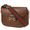 Borsa a tracolla Gucci  1955 Horsebit modello grande  in pelle marrone - 00pp thumbnail