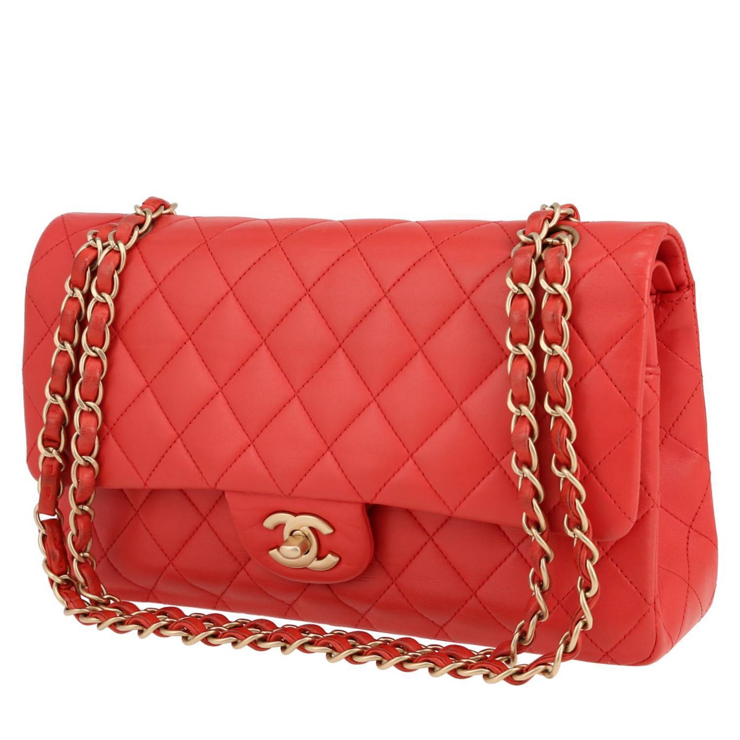 Sac à main Chanel Timeless Classic en cuir matelassé corail – Occasion