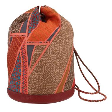 Bolso para llevar al hombro Hermès  Soie Cool en seda multicolor y cuero taurillon clémence rojo H