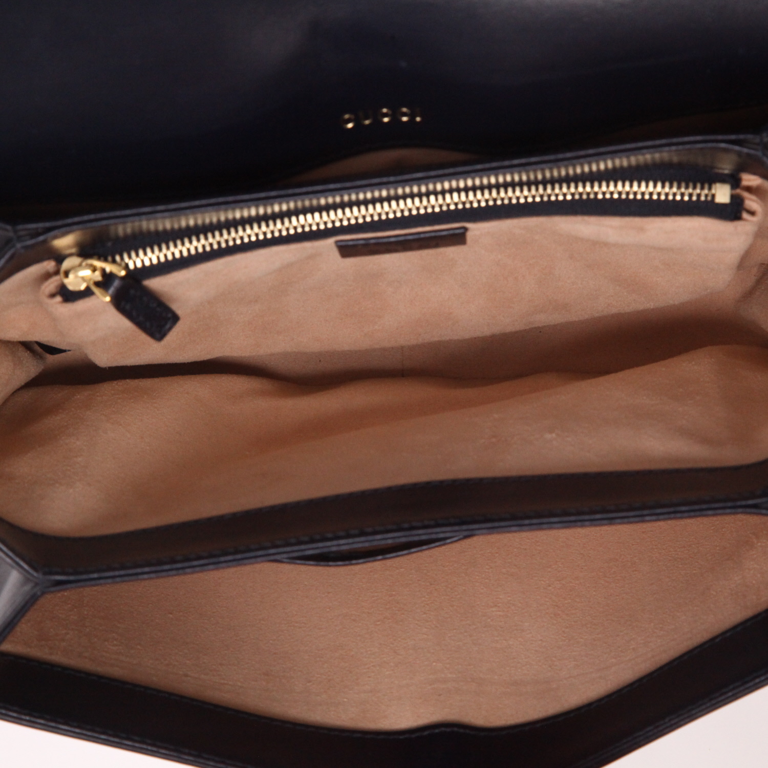 Gucci  1955 Horsebit small model  shoulder bag  in navy blue leather  and bicolor velvet - Detail D3