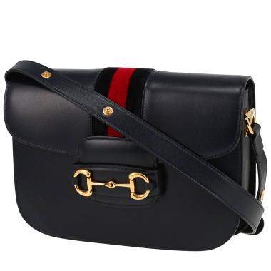 Borsa a tracolla Gucci  1955 Horsebit modello piccolo  in pelle blu marino e velluto bicolore