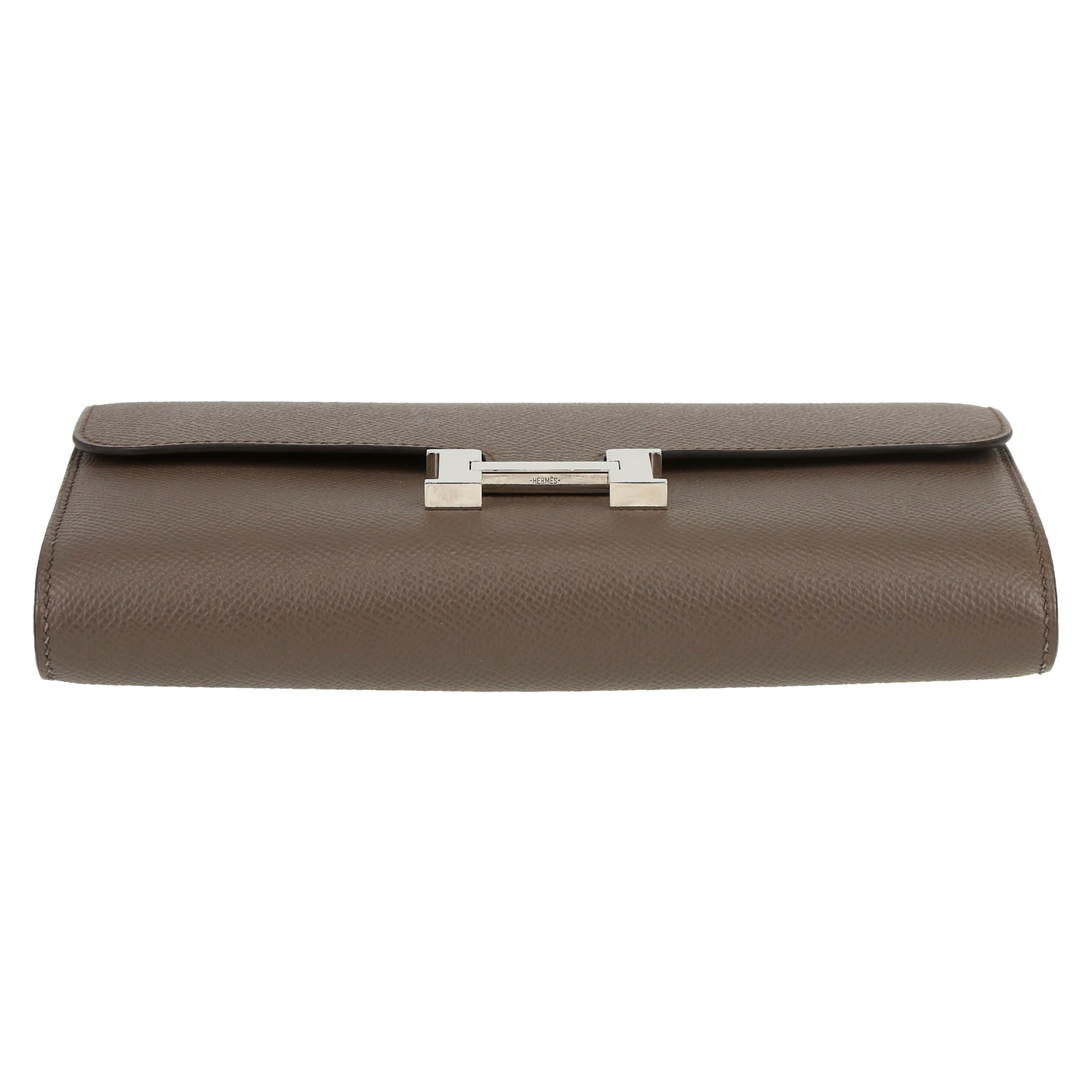 Pochette Hermès  Constance Long To Go in pelle Epsom grigia stagna - Detail D1