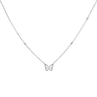 Collana Messika Butterfly modello piccolo in oro bianco e diamanti