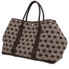Shopping bag Hermès  Garden in tela siglata marrone e bianca e pelle marrone - 00pp thumbnail