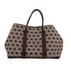 Shopping bag Hermès  Garden in tela siglata marrone e bianca e pelle marrone - 360 thumbnail