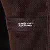 Sac cabas Hermès  Garden en toile siglée marron et blanche et cuir marron - Detail D2 thumbnail