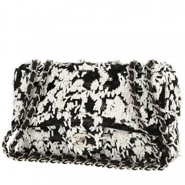 Bolso de mano Chanel  Timeless Classic en lentejuelas negras y blancas