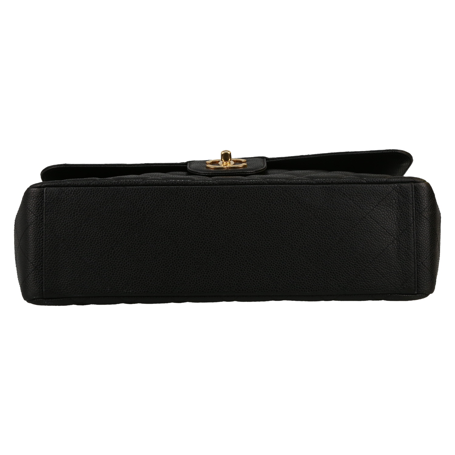Chanel  Timeless Maxi Jumbo shoulder bag  in black quilted grained leather - Detail D1