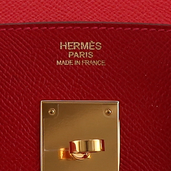 Bolso de mano Hermès  Birkin 30 cm en cuero epsom rojo Casaque - Detail D2