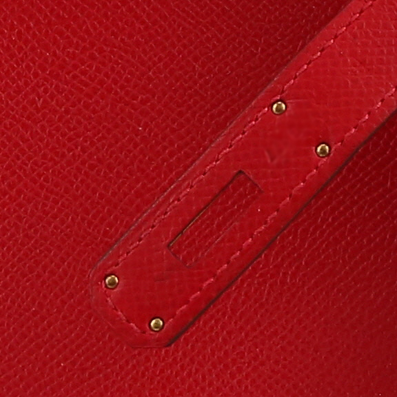 Bolso de mano Hermès  Birkin 30 cm en cuero epsom rojo Casaque - Detail D4