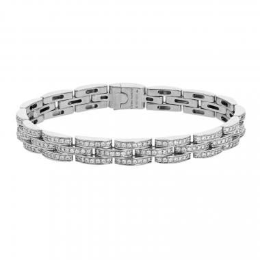 Brazalete articulado Cartier Maillon Panthère de oro blanco y diamantes