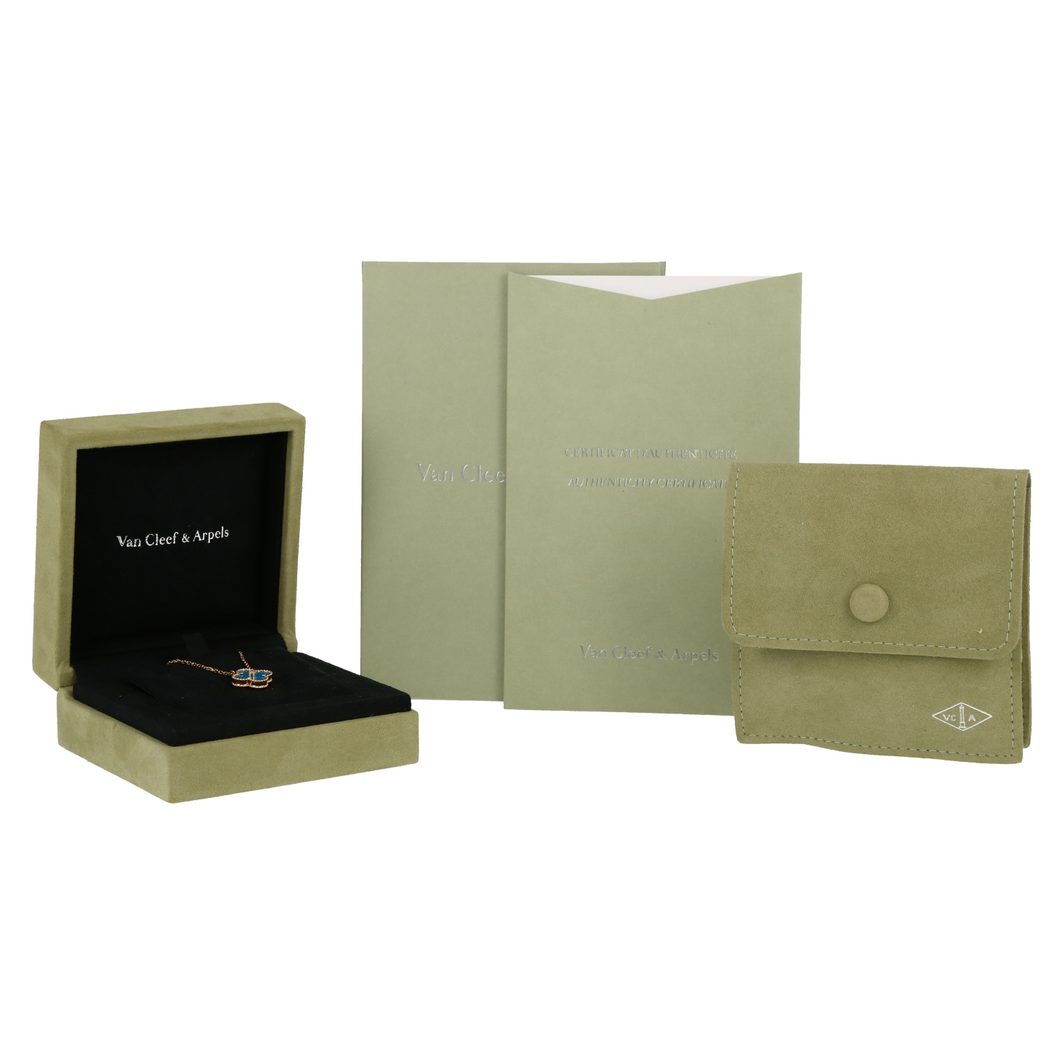 Van Cleef & Arpels Alhambra pendant in yellow gold, porcelain and diamond - Detail D2