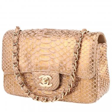 Borsa a tracolla Chanel  Mini Timeless in pitone dorato