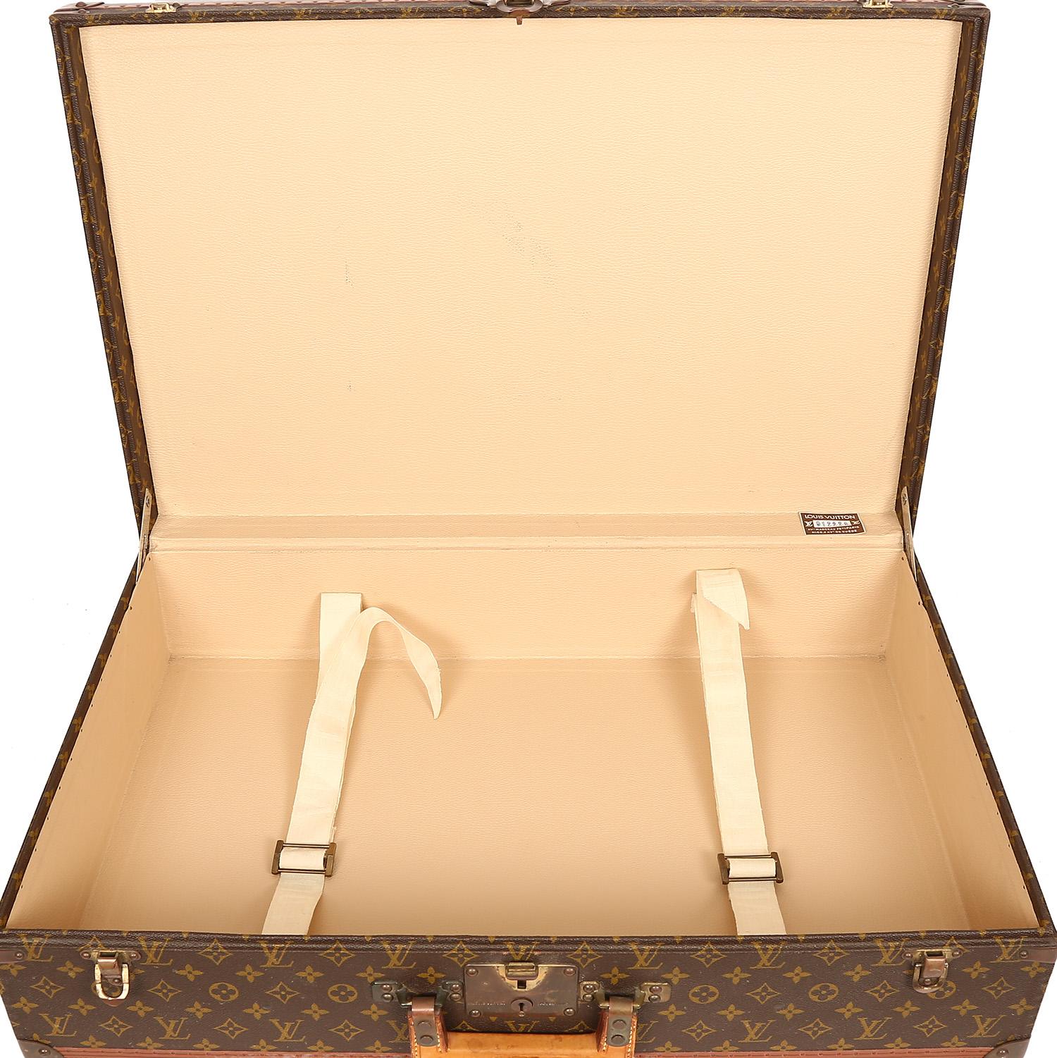 Louis Vuitton  Bisten rigid suitcase  in brown monogram canvas  and lozine (vulcanised fibre) - Detail D6