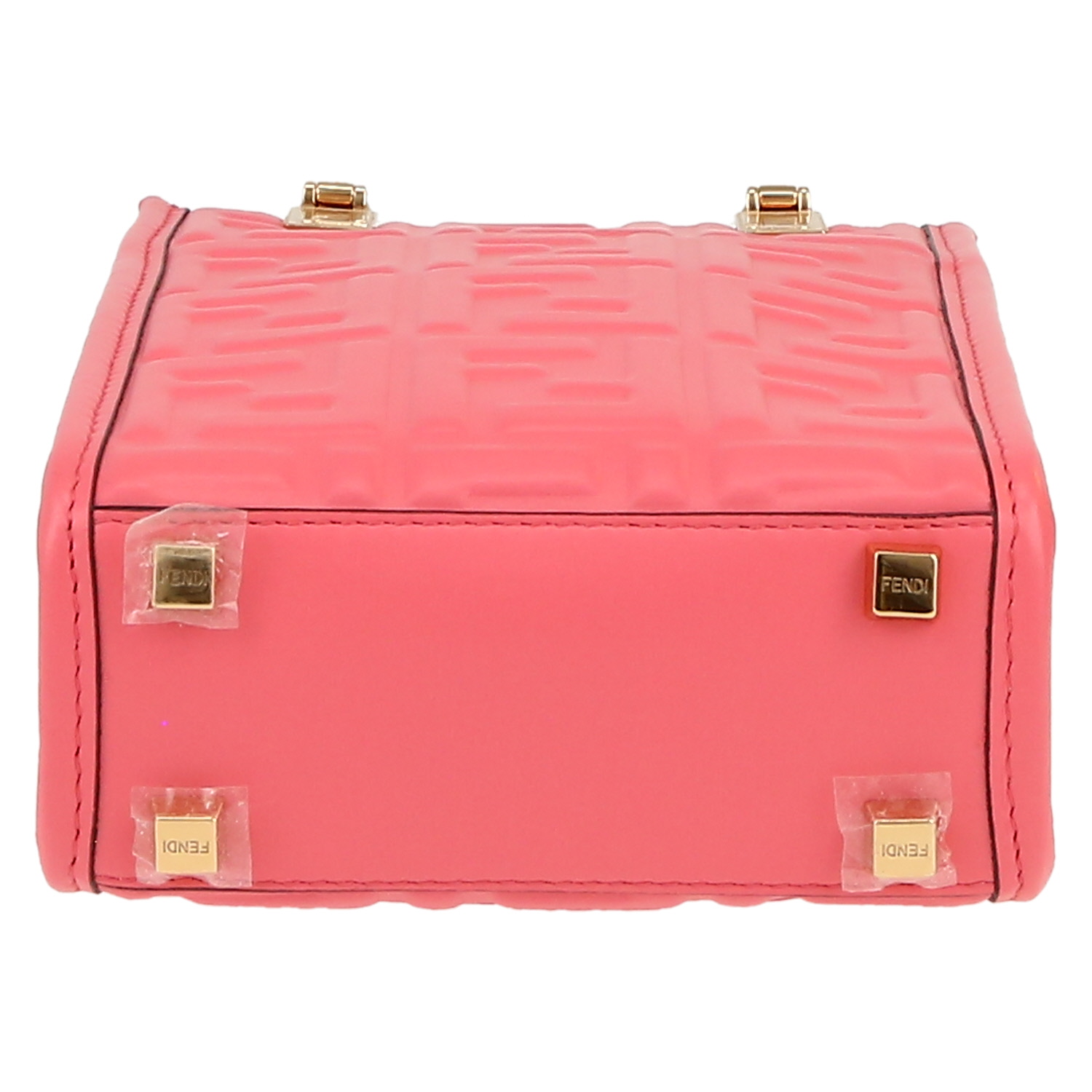 Bolso de mano Fendi  Sunshine mini  en cuero Monogram rosa - Detail D1