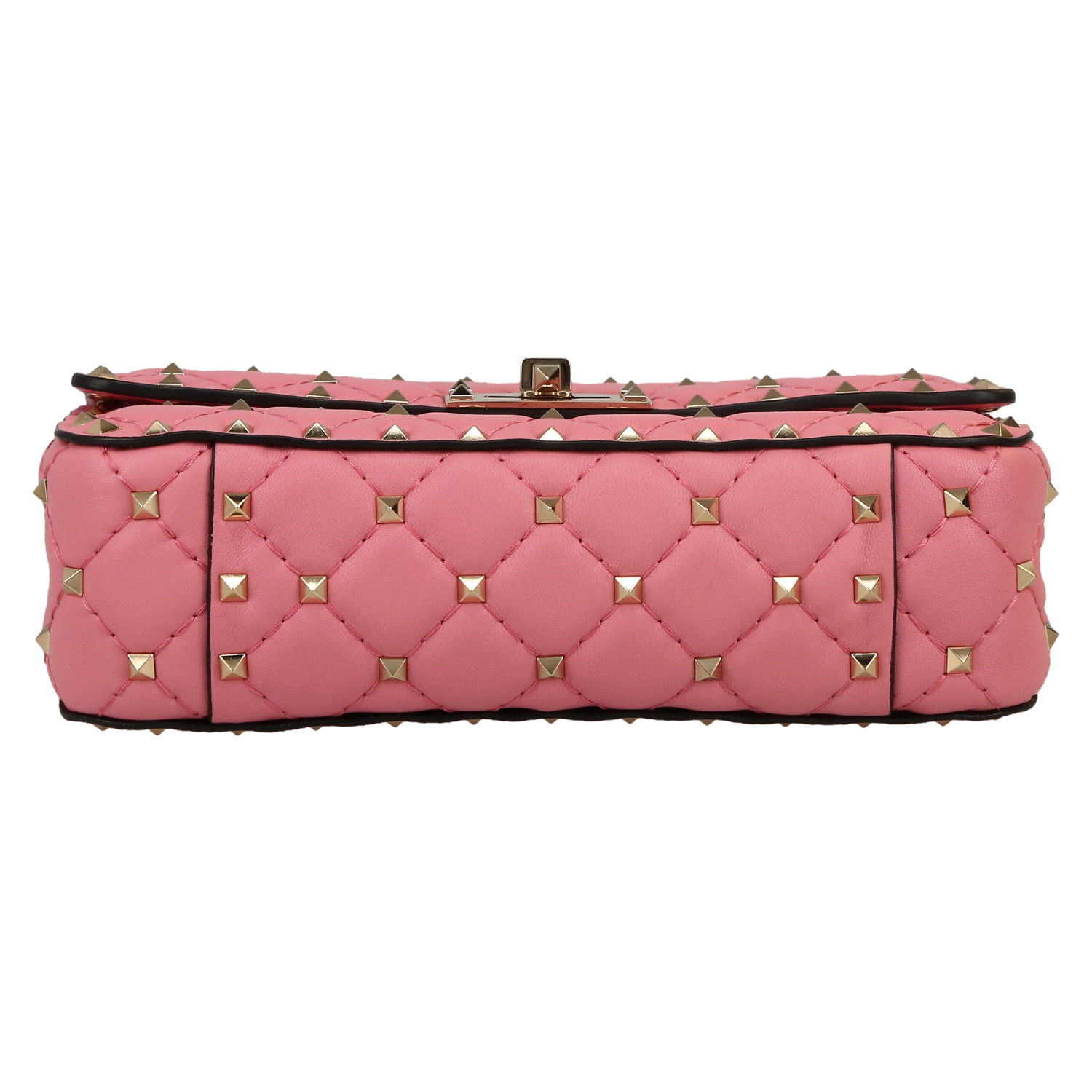 Bolso bandolera Valentino Garavani  Rockstud modelo pequeño  en cuero acolchado rosa - Detail D1