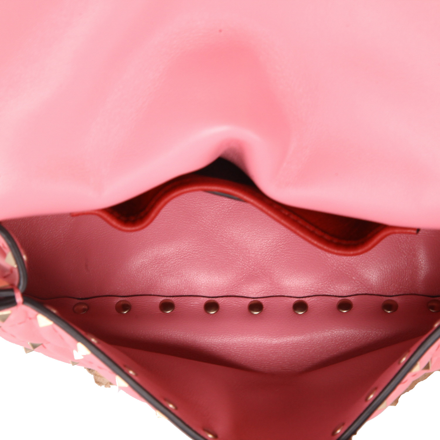 Bolso bandolera Valentino Garavani  Rockstud modelo pequeño  en cuero acolchado rosa - Detail D3