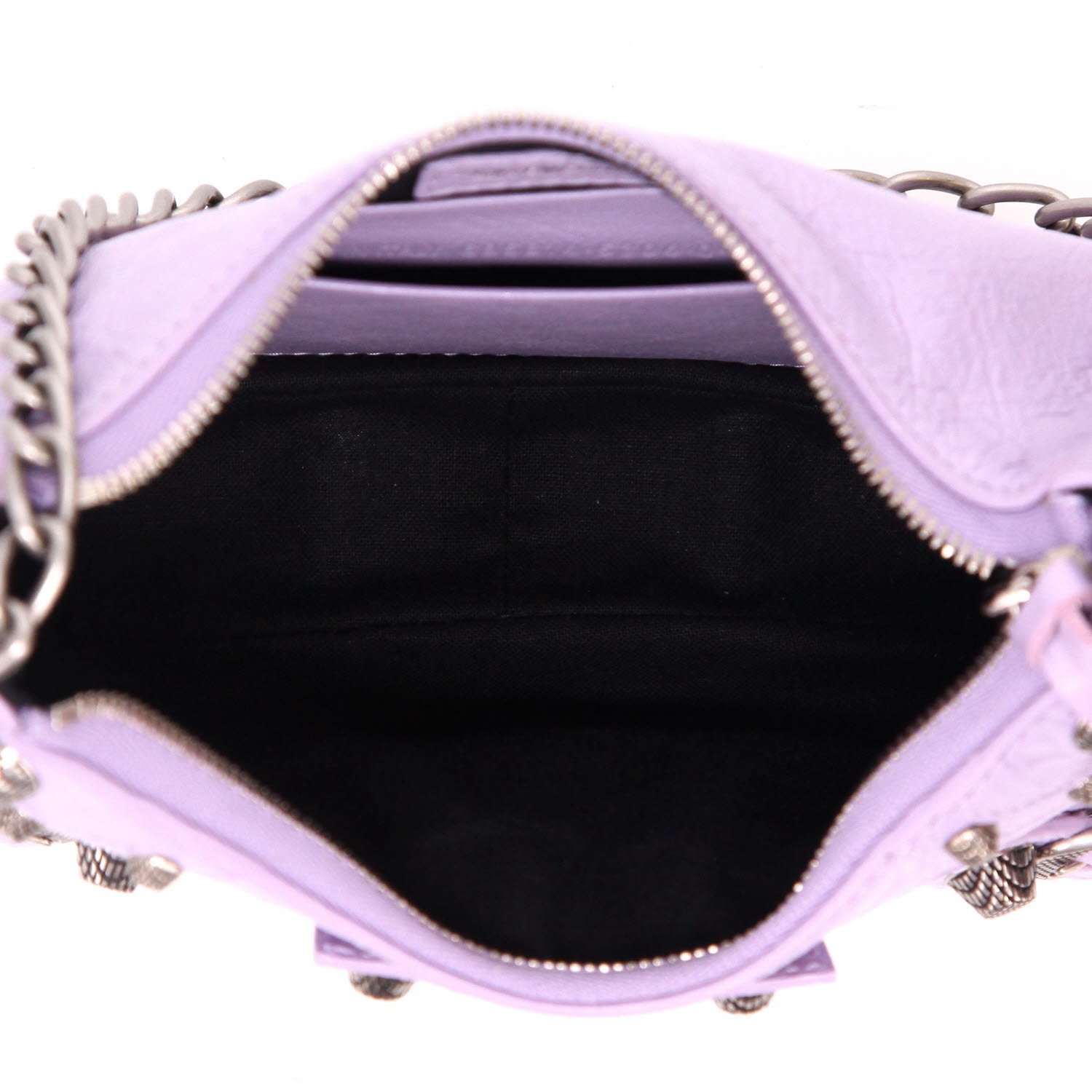 Sac bandoulière Balenciaga  Cagole mini  en cuir violet - Detail D3