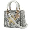 Dior  Lady Dior medium model  handbag  in white and grey leather - 00pp thumbnail