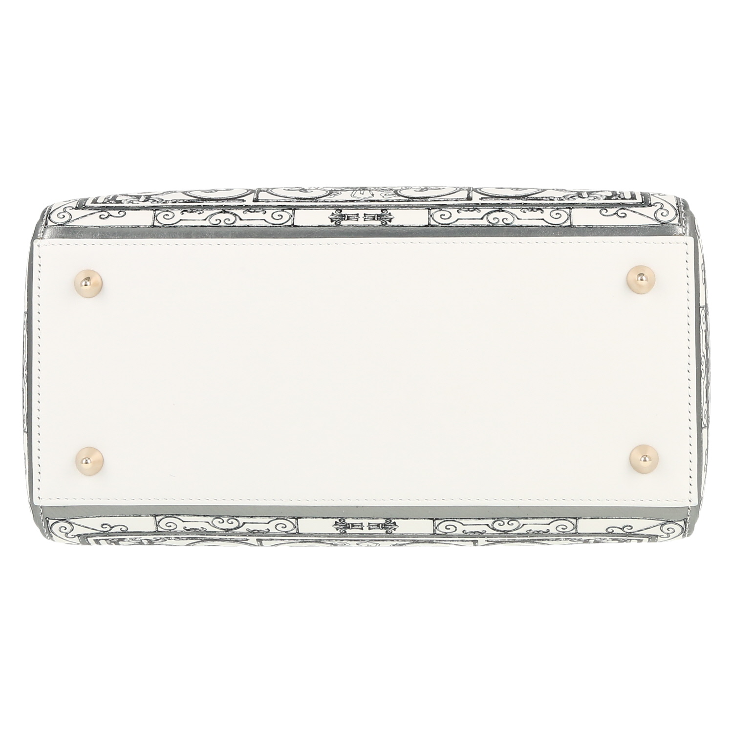 Dior  Lady Dior medium model  handbag  in white and grey leather - Detail D1