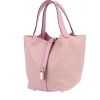 Bolso de mano Hermès  Picotin en cuero swift rosa y blanco - 00pp thumbnail