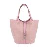 Bolso de mano Hermès  Picotin en cuero swift rosa y blanco - 360 thumbnail