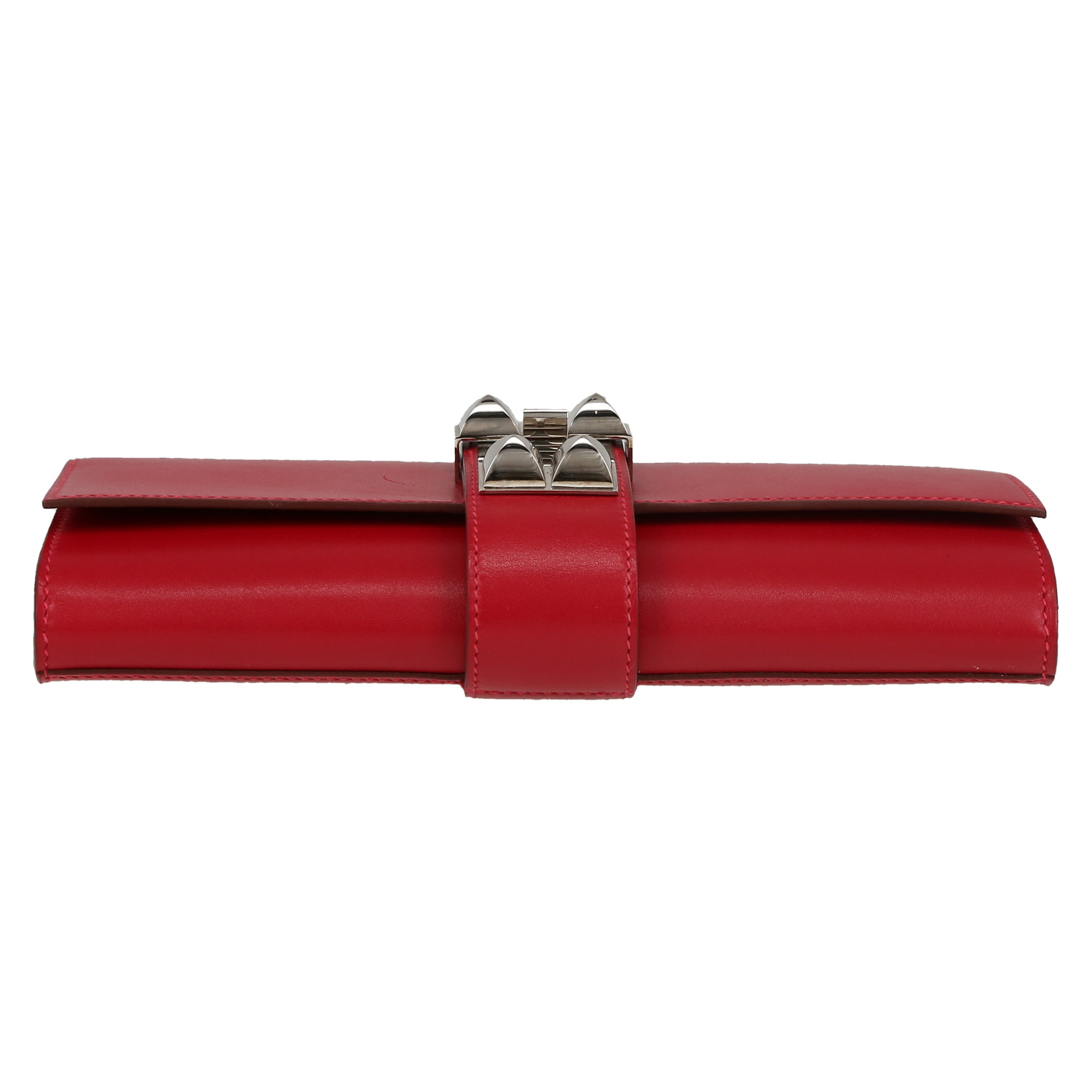 Bolsito de mano Hermès  Médor Pocket Hand en cuero box rojo - Detail D1