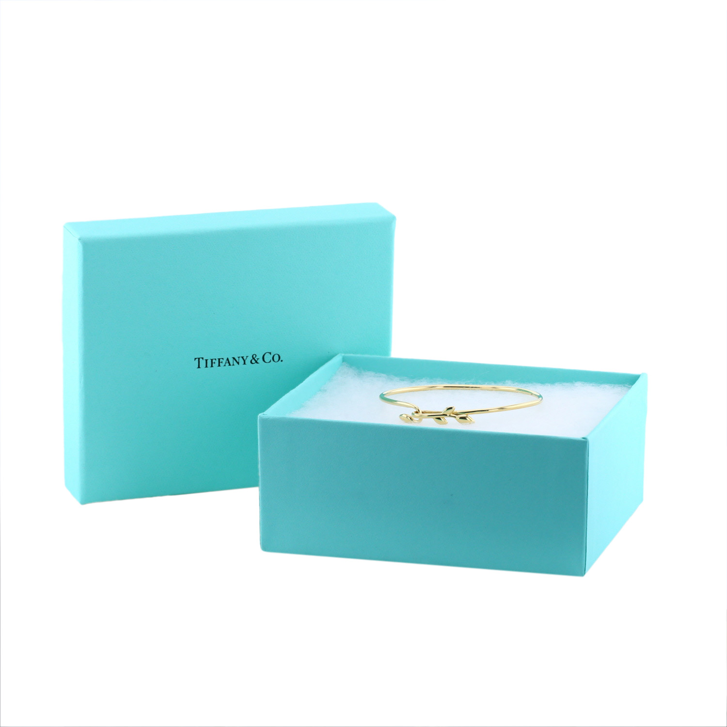 Bracelet jonc ouvrant Tiffany & Co Olive Leaf en or jaune - Detail D2