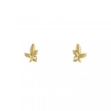 Tiffany 
Co Olive Leaf small earrings in yellow gold and diamonds