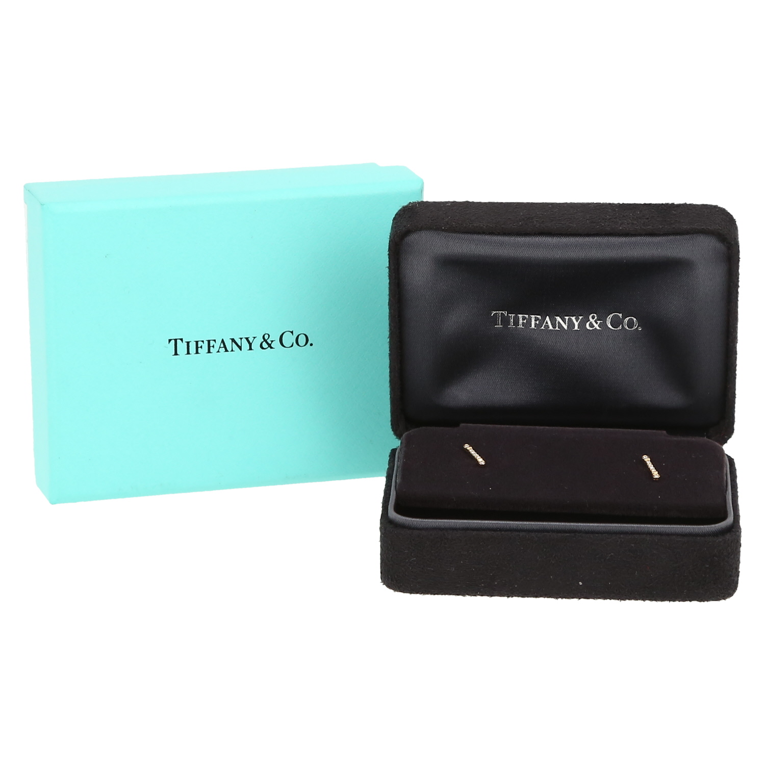 Tiffany & Co Clé Fleur de Lys small earrings in yellow gold and diamonds - Detail D2