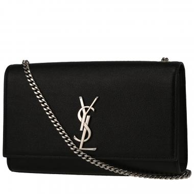 Borsa a tracolla Saint Laurent  Kate in pelle martellata nera