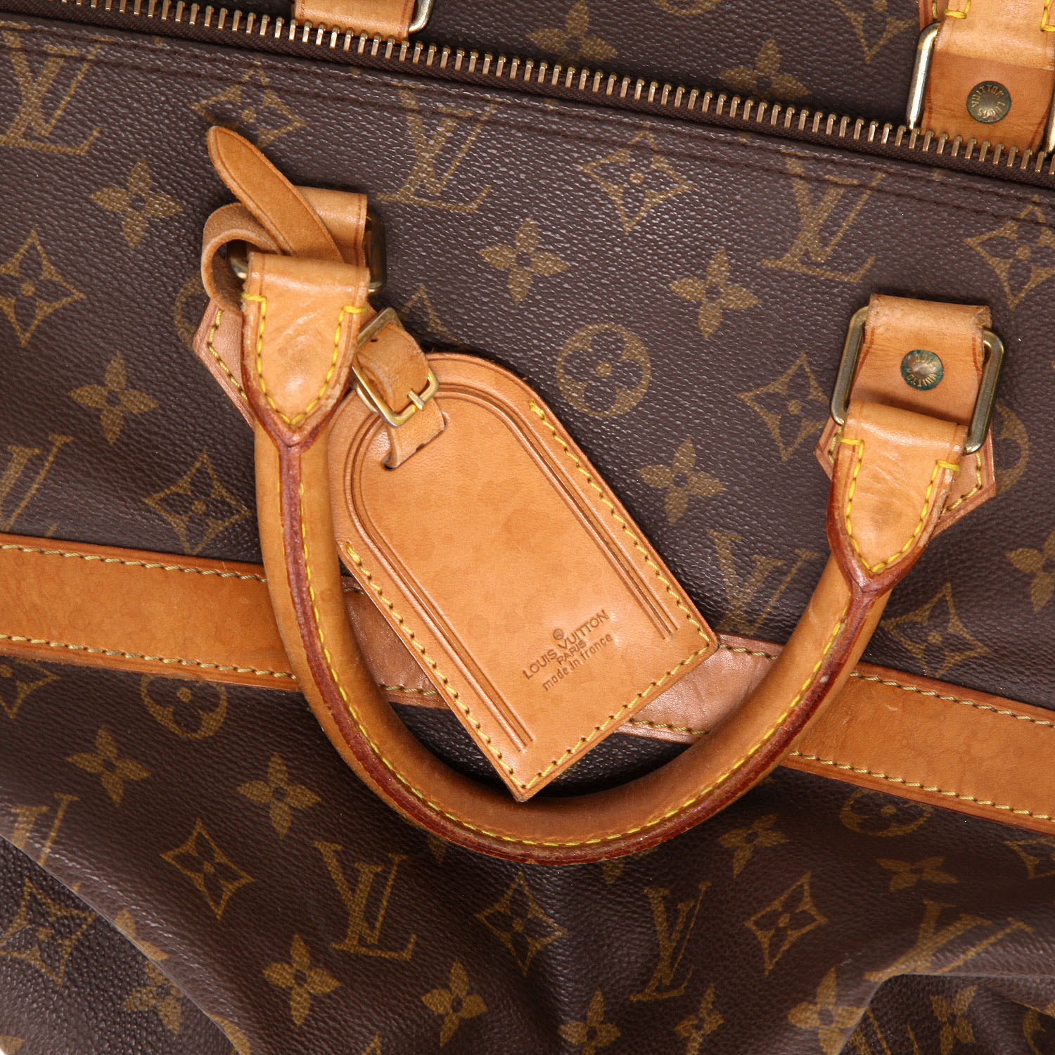 Bolsa de viaje Louis Vuitton  Cruiser 40 en lona Monogram marrón y cuero natural - Detail D2