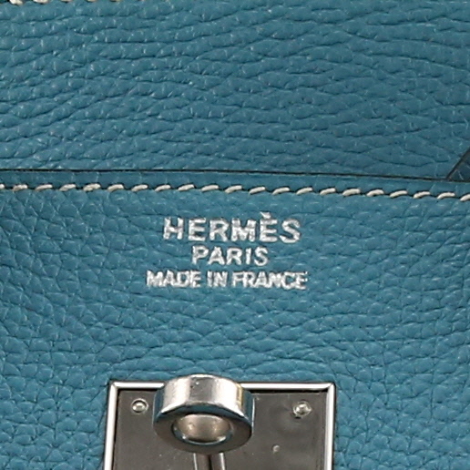 Bolso de mano Hermès  Birkin 35 cm en cuero togo azul - Detail D2