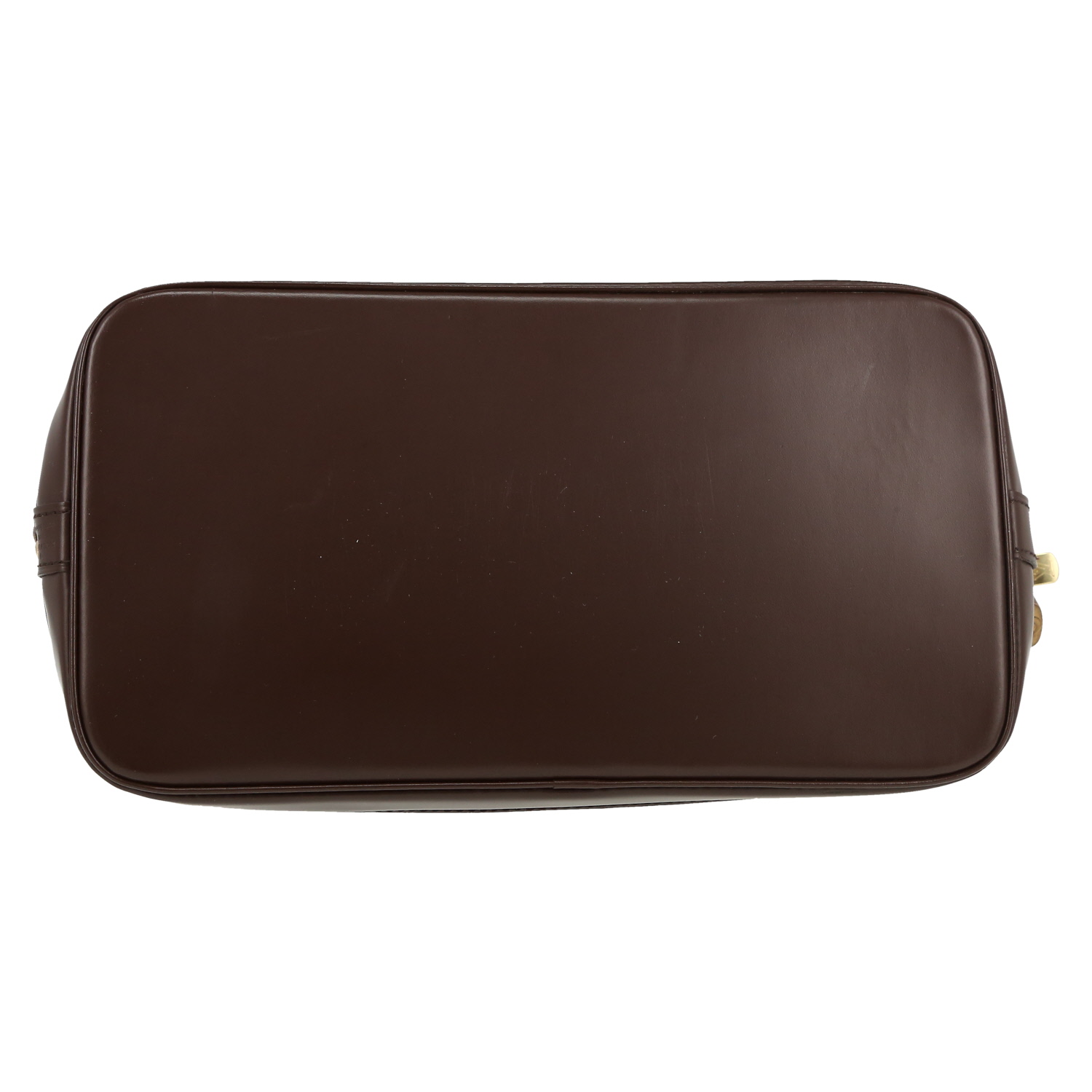 Louis Vuitton  Alma small model  handbag  in ebene damier canvas  and brown leather - Detail D1