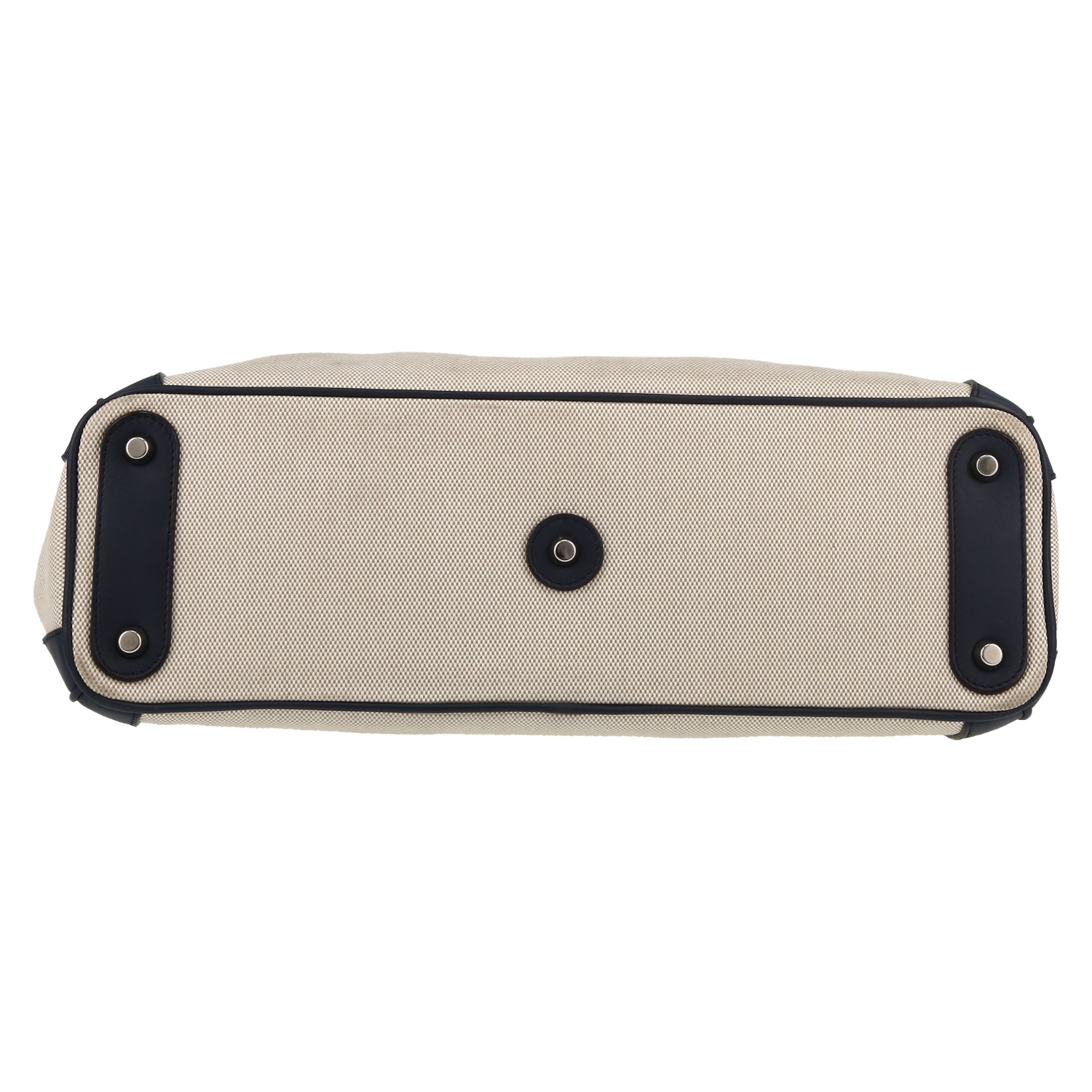 Dior  Diorissimo handbag  in beige canvas  and navy blue leather - Detail D1