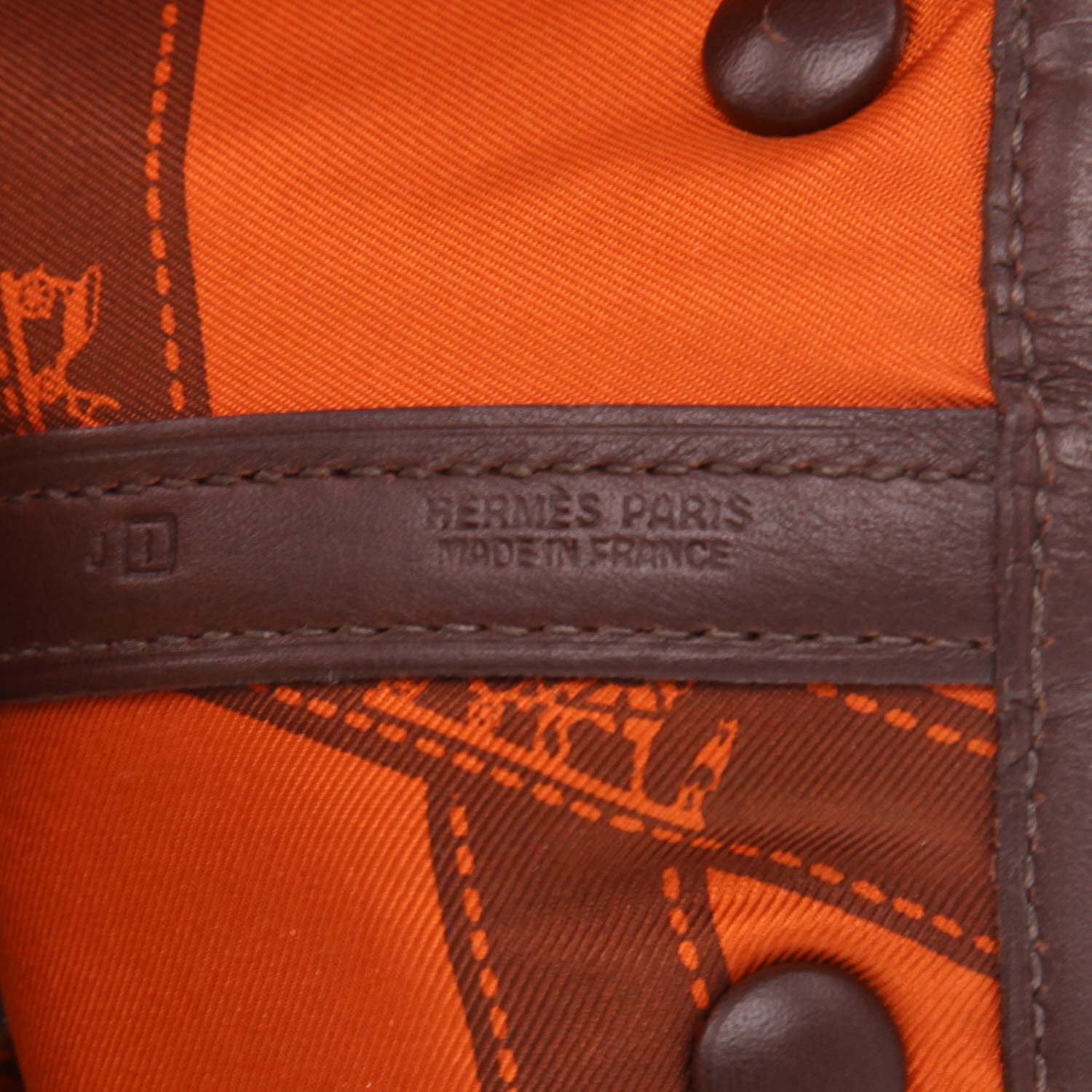 Shopping bag Hermès  Garden in pelle marrone - Detail D2