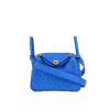 Hermès  Lindy mini  shoulder bag  in Bleu France ostrich leather - 360 thumbnail