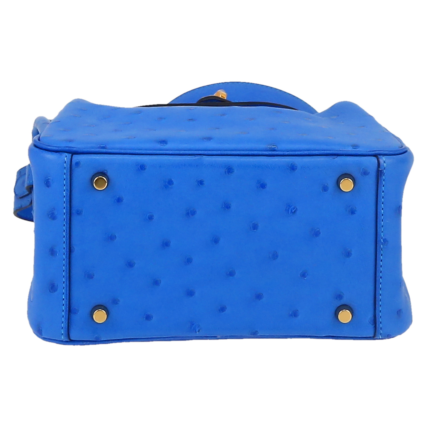 Borsa a tracolla Hermès  Lindy mini  in struzzo Bleu France - Detail D1