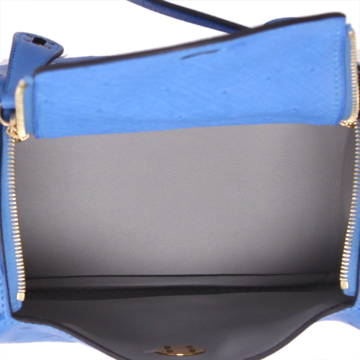 Hermès  Lindy mini  shoulder bag  in Bleu France ostrich leather - Detail D3