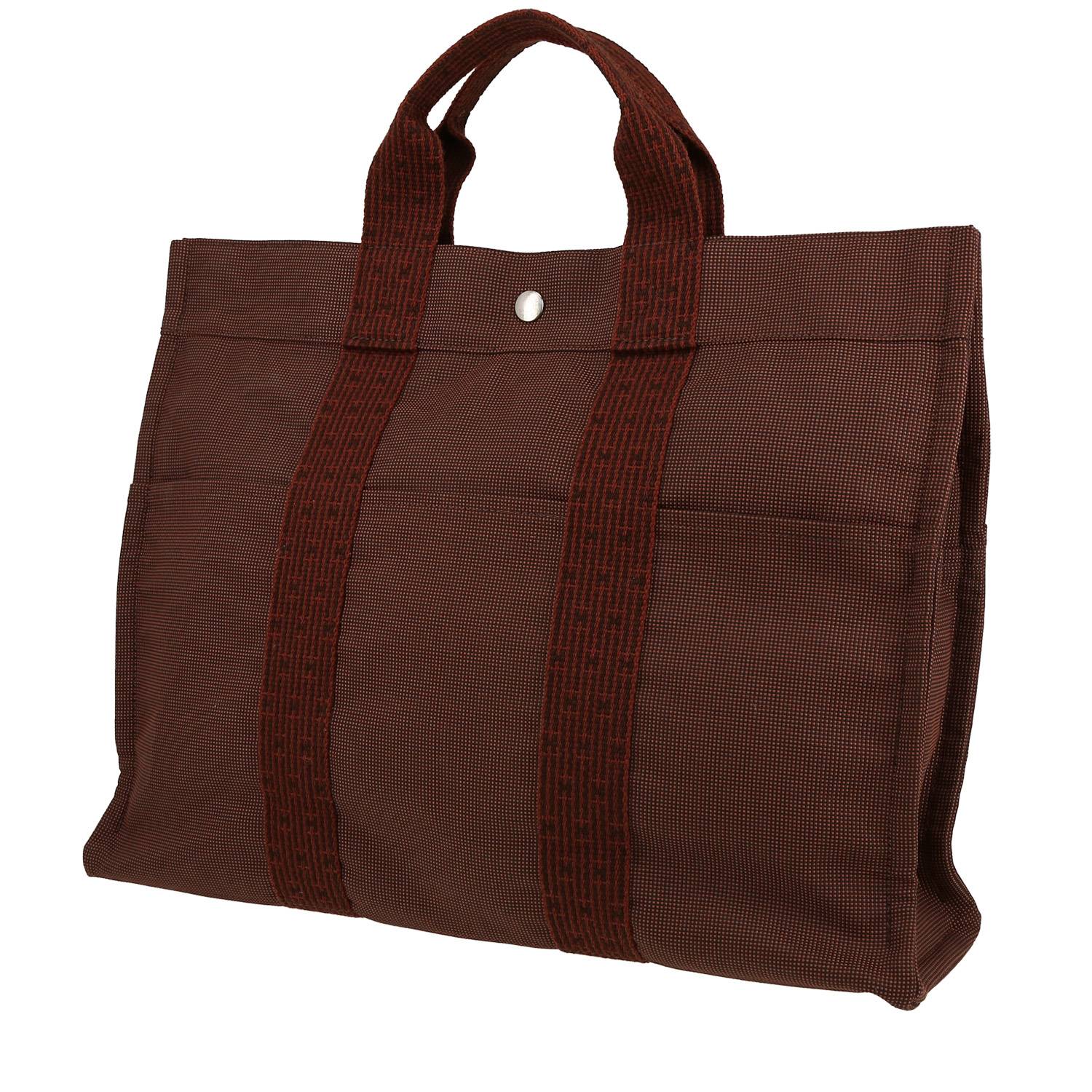 sac cabas hermès toto bag - shop bag en toile bordeaux et rouge